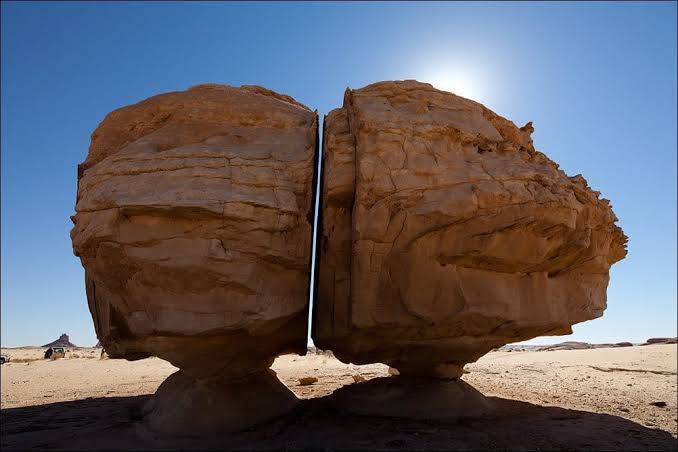 Al Naslaa rock formation in sunlight, Tayma, Saudi Arabia